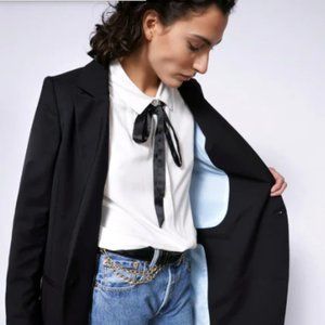 Wildfang Sleeveless Top with Black Ribbon tie XS NWT